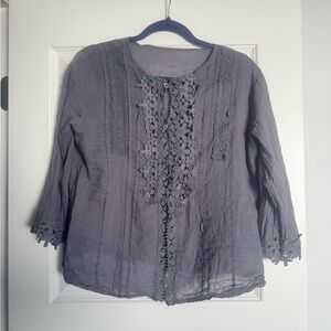 H&M Charcoal Lace Accent Blouse